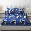 Fresh From Loom Rotary Printed King Size Double Bedsheet Bed Sheets With 2 Pillow Covers 144 TC Blue Denim