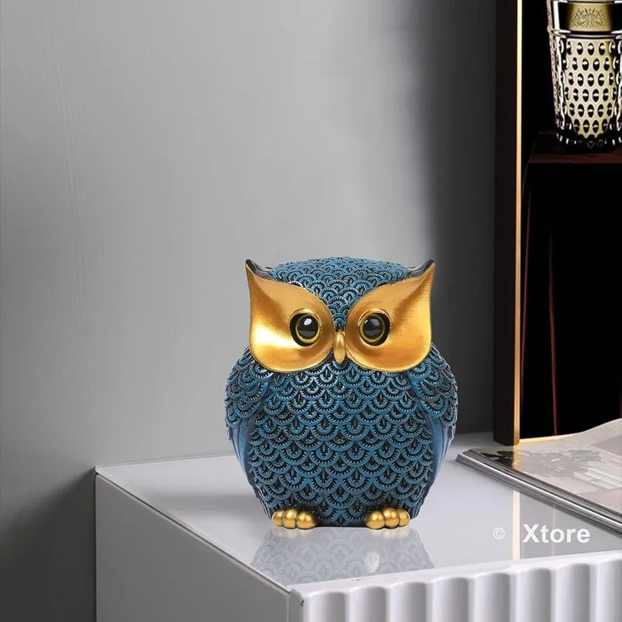 Xtore Modern Classy Lucky Owl Resin Art Figure Showpiece