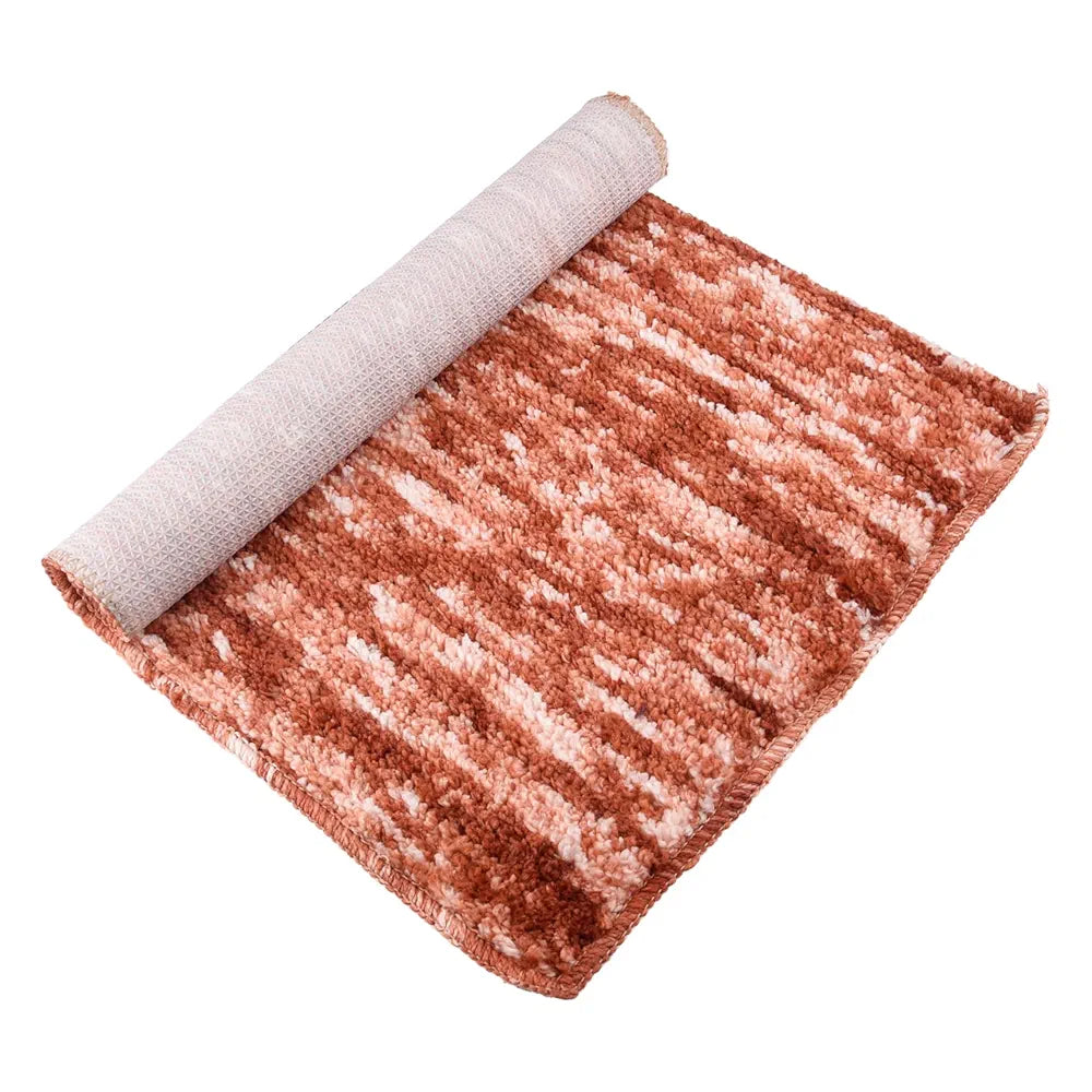 Kuber Industries Door Mat Multi Riyal Doormat Microfiber Entrance Mat Orange Colour