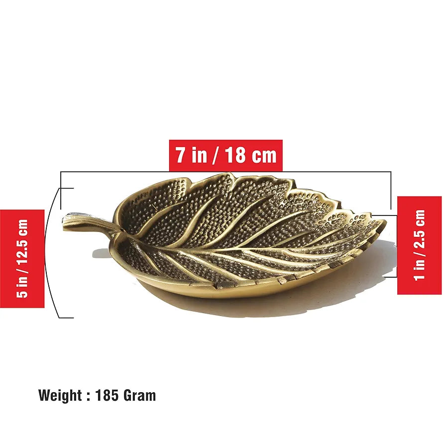 Pure Source India Leaf Design Aluminium Agarbatti Stand Incense Holder Ashcacher Antique