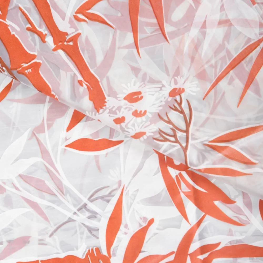 Kuber Industries Shower Curtain Bathroom Shower Curtain 8 Rings Curtain Bamboo Print Orange