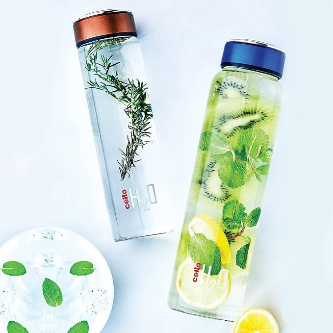 Cello H2o Borosilicate Glass Water Bottle | 1000ml | Black
