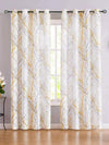 Urban Space Cotton Curtains for Door Set of 2 with Eyelets and tieback (Colou Branch Yellow)