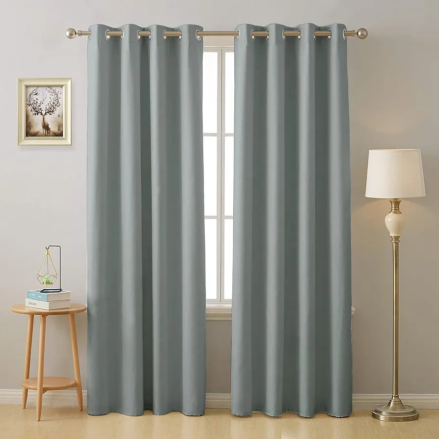 Cloth Fusion Blackout Door Curtains 9 Feet Long Set of 2 Room Darkening Parda Grey