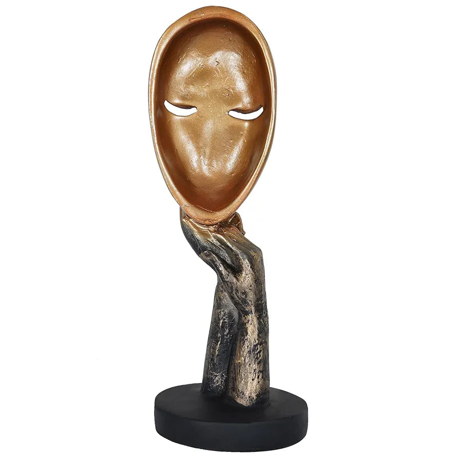 Zart Resin Human Lady Face Showpiece Medium Golden