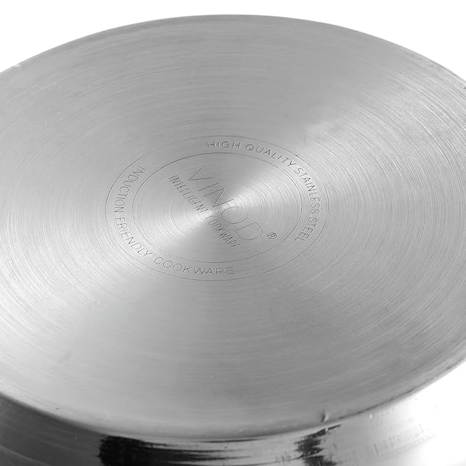 Vinod Roma Stainless Steel Saucepot with Glass Lid - 2.2 Litre, 18 cm | Sandwich Bottom | Rivetted Handle