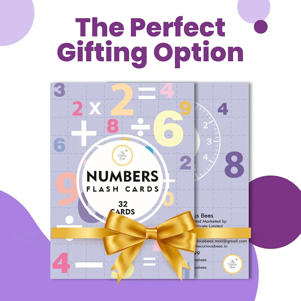 The Curious Bees - Numbers Flash Cards | 32 Laminated Cards for Kids | Age Group: 1-6 Years | Reusable - Wipe and Clean Tracing Cards | 5 Practice Sheets & 1 Worksheet