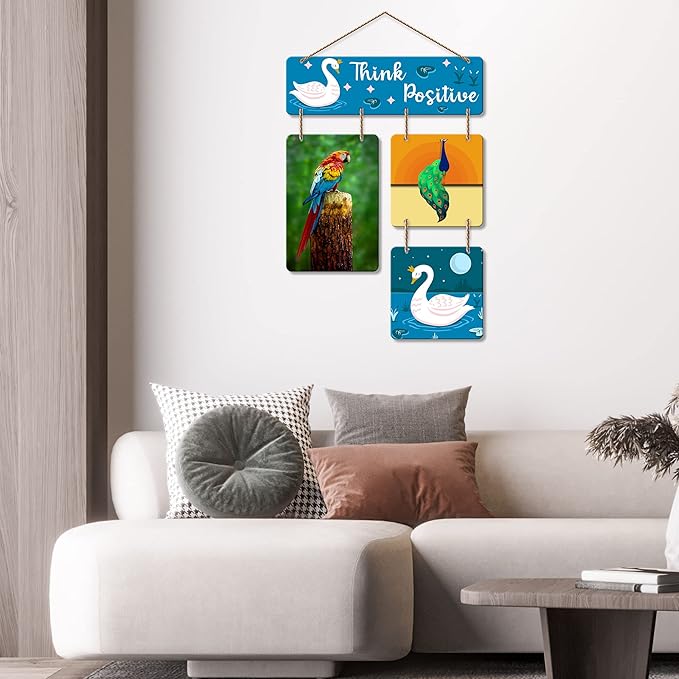 Artvibes Think Positive Decorative Wall Art Wood Hanging for Livingroom, Bedroom | Home Decor