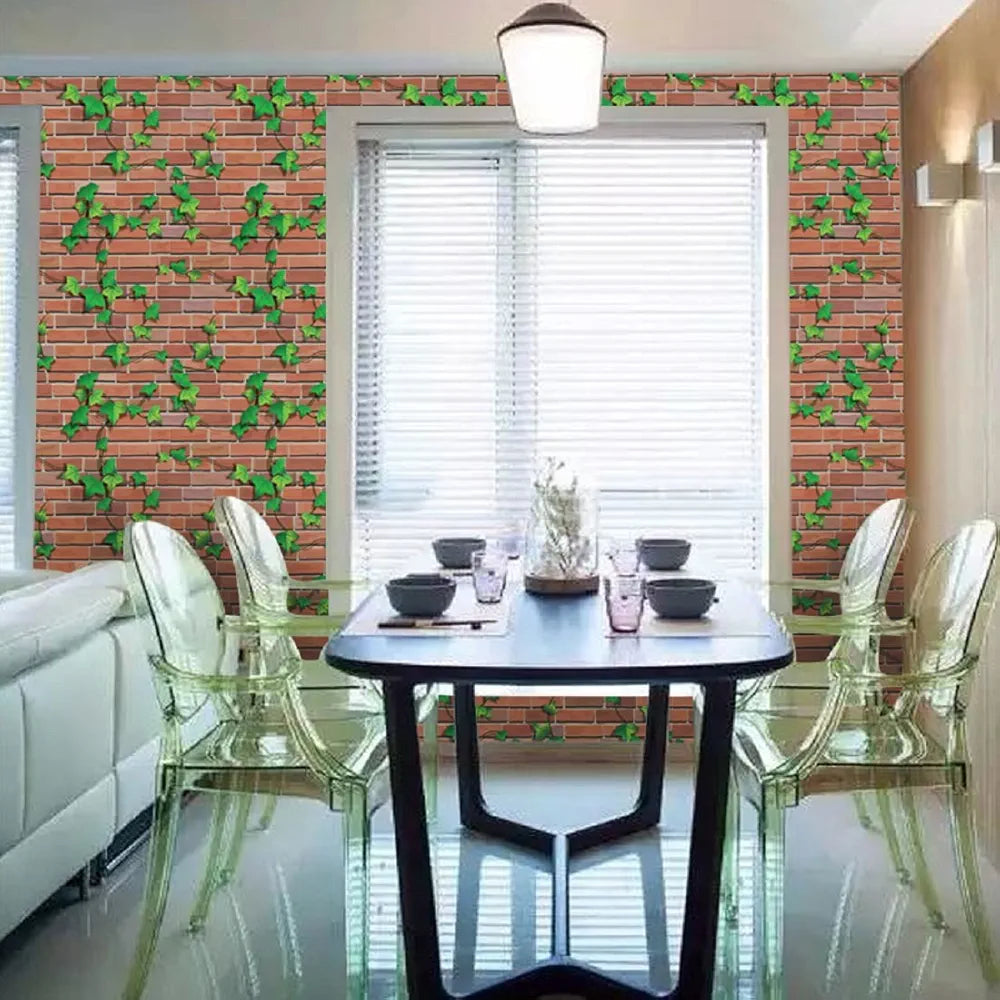 Indian Natural Brick Environmental Protection Pvc Vinyl Wallpaper Brick Leaves Wallpaper