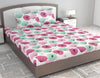 Divine Casa 144 TC 100% Cotton King Bedsheet with 2 Pillow Covers Floral Pattern Colour Dusty Pink