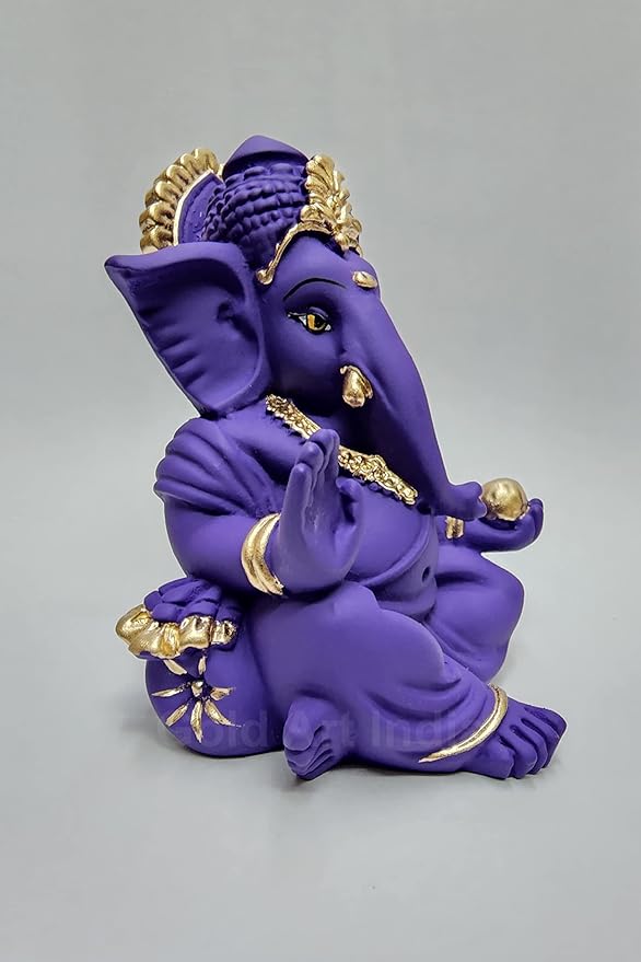 Gold Art India Beautiful Terracotta Ganesha in Violet A Festive and Auspicious Addition