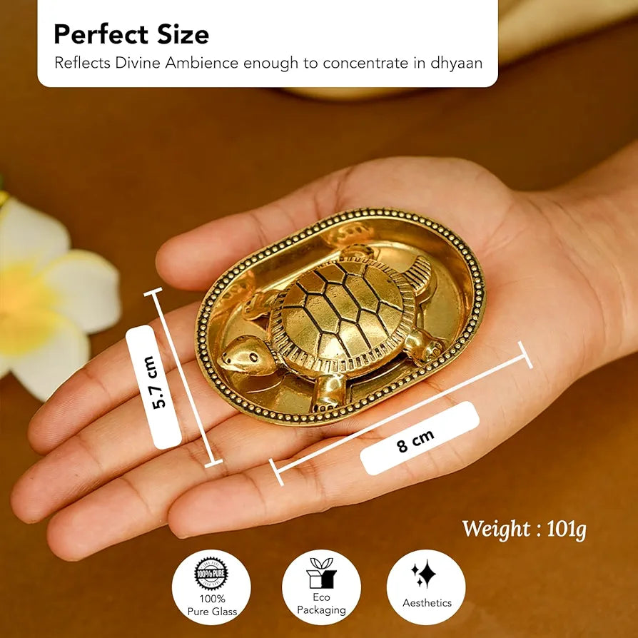 Ekhasa Pure Brass Tortoise Vastu with Brass Plate EKIDBR-02TOP2-GL