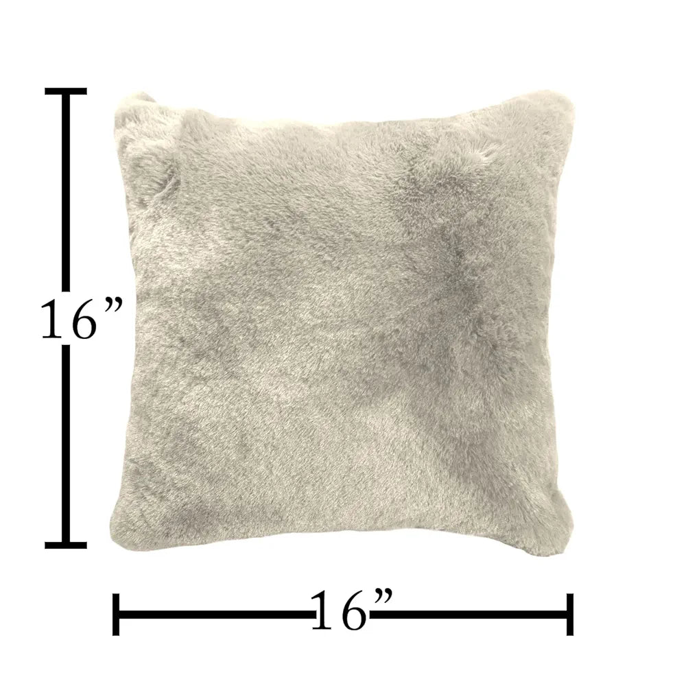 Luxe Home Cushion Cover One Side Rabbit Fur Plain Design Covers Set of 2 Colour Beige