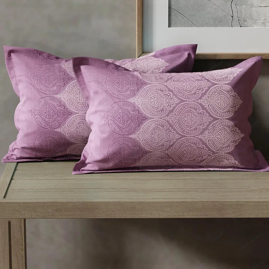 Cloth Fusion Glace Cotton Pillow Cover Set of 2 with Envelope Closure Soft Pillow Ogee Lavender