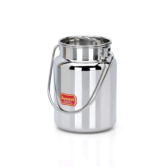 Sumeet Stainless Steel Akhand Jointless Milk Pot with Lid 2000 ml Capacity 13Cm Silver