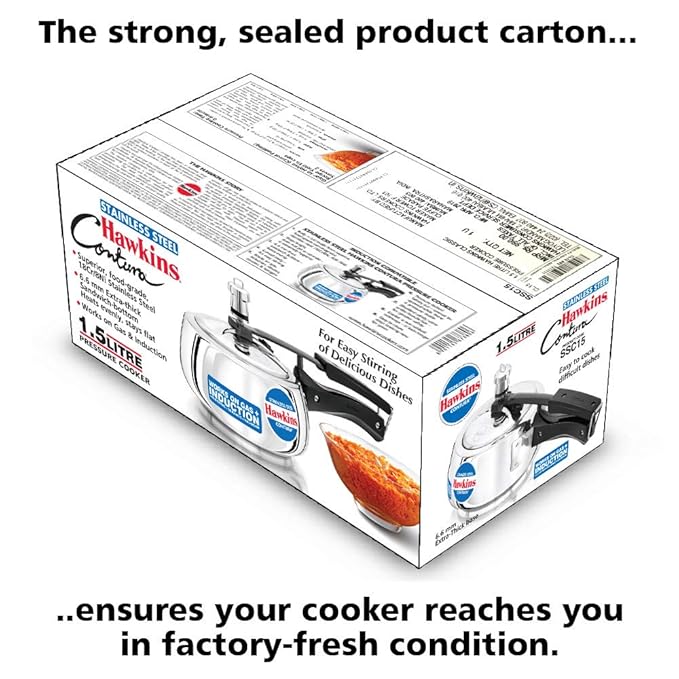 Hawkins Stainless Steel Contura Induction Compatible Inner Lid Pressure Cooker, 1.5 Litre, Silver