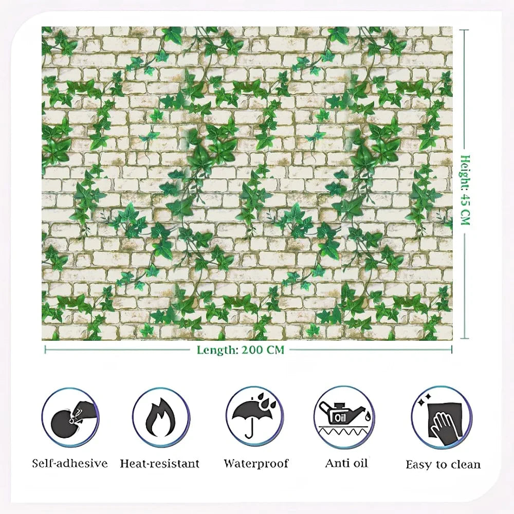 Jaamso Royals White Brick Stone Wall Papers for Home Brick Wallpaper 200cm X 45cm Multicolour 200CM