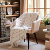 Sajavat Home Hand-Knitted Pure Cotton 3 Seater Sofa Throw Colour Beige & Orange