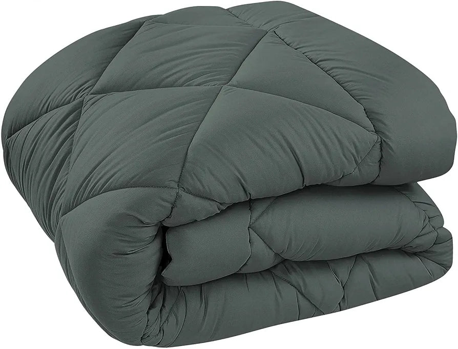 Cloth Fusion Reversible AC Comforter Single Bed Soft Microfibre Quilt Blanket for Winter Black & Grey