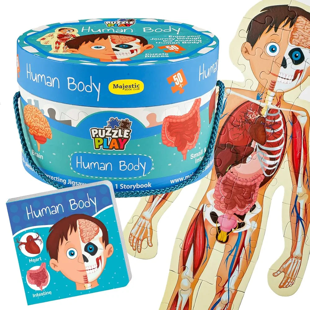 The Book Tree Human Body Puzzle Box for Kids I 50+ Jigsaw Puzzle Pieces & 1 Informative Board Book I Educational Toy for Children Age 4+ I for Children by Majestic Book Club