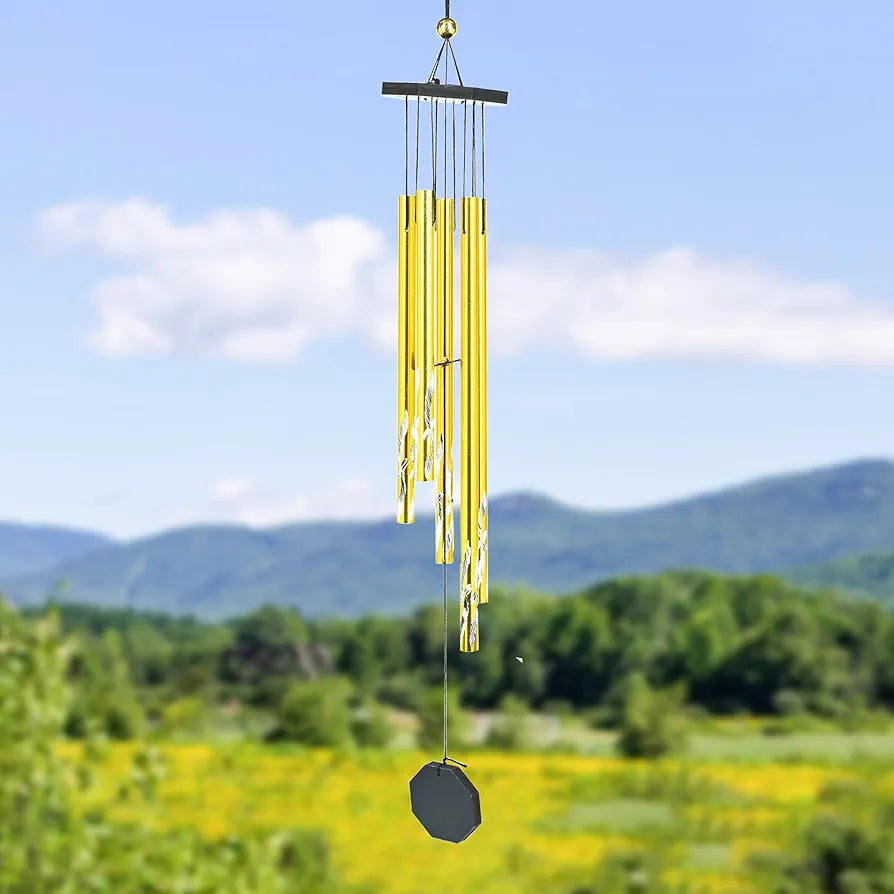 Wind Chimes Hanging Bells and Showpieces Golden 5-Pipe Wind Chime -003