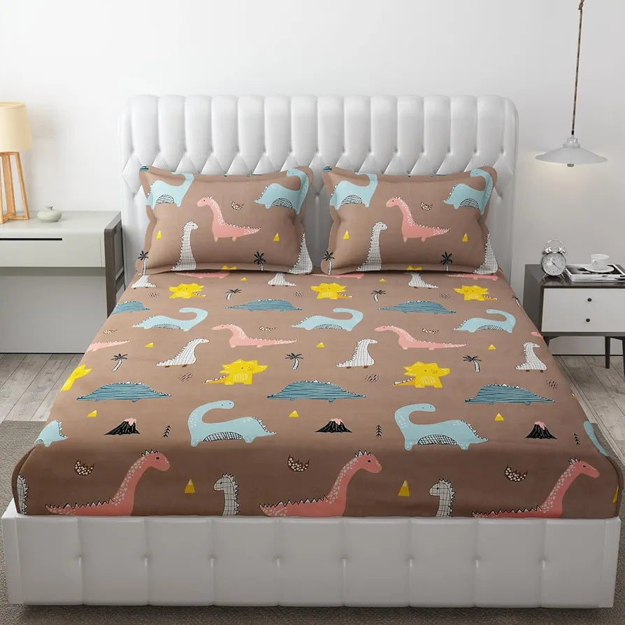 Fresh From Loom Bedsheet for Kids with 2 Pillow Cover Soft Skin Friendly Anti Fade 144 TC Rosy