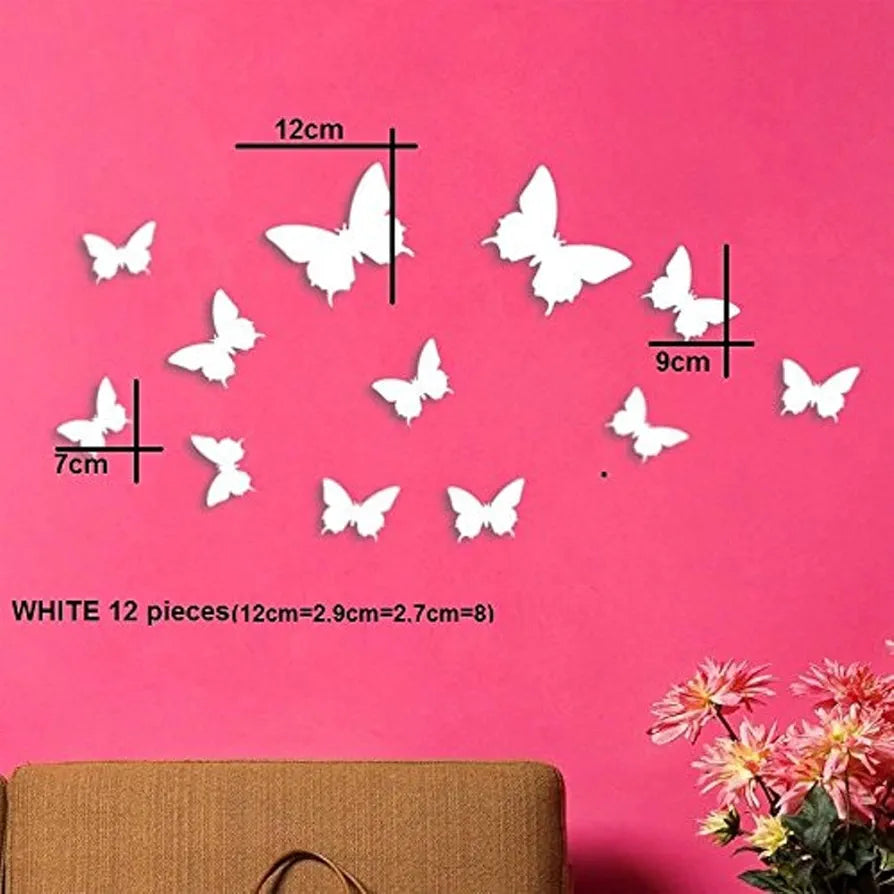 Jaamso Royals Light Pink 3d Butterflies Stickers for Wall Decoration Items Stickers Wall Decor 12 Piece