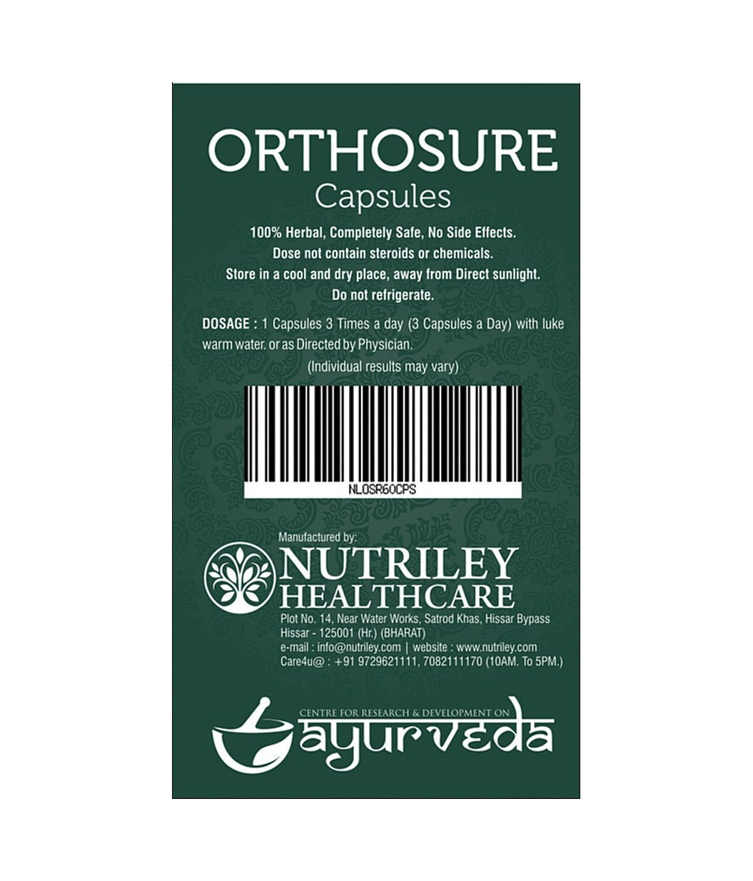 Nutriley Ayurveda Orthosure - 60 caps