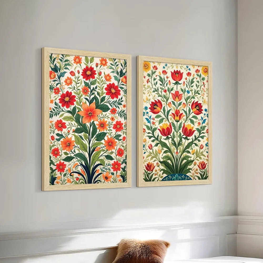 ArtX Paper Flowers Art Paintings with Frame Flowers - 03 Set of 2