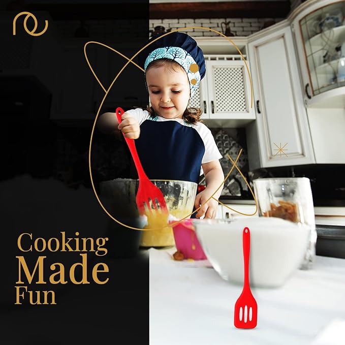 Frenchware Non-stick Premium Silicone Spatula for Cooking, Baking & Mixing, Seamless Design | Turner, Red Colour