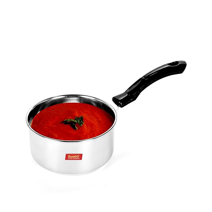 Sumeet Stainless Steel Saucepan 0.8 | 1 Piece (White)