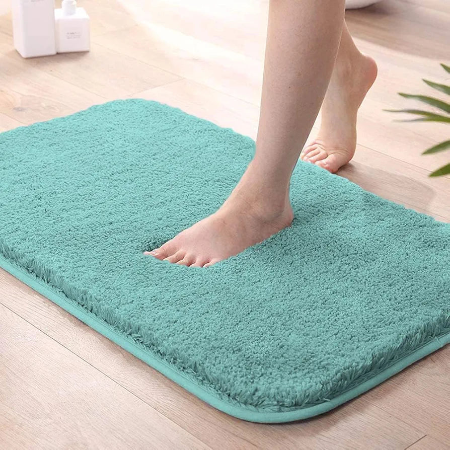 Luxe Home Vegas Microfiber Bath Mat Super Soft Non Slip Washable Mat for Bathroom Rectangular Colour Aqua