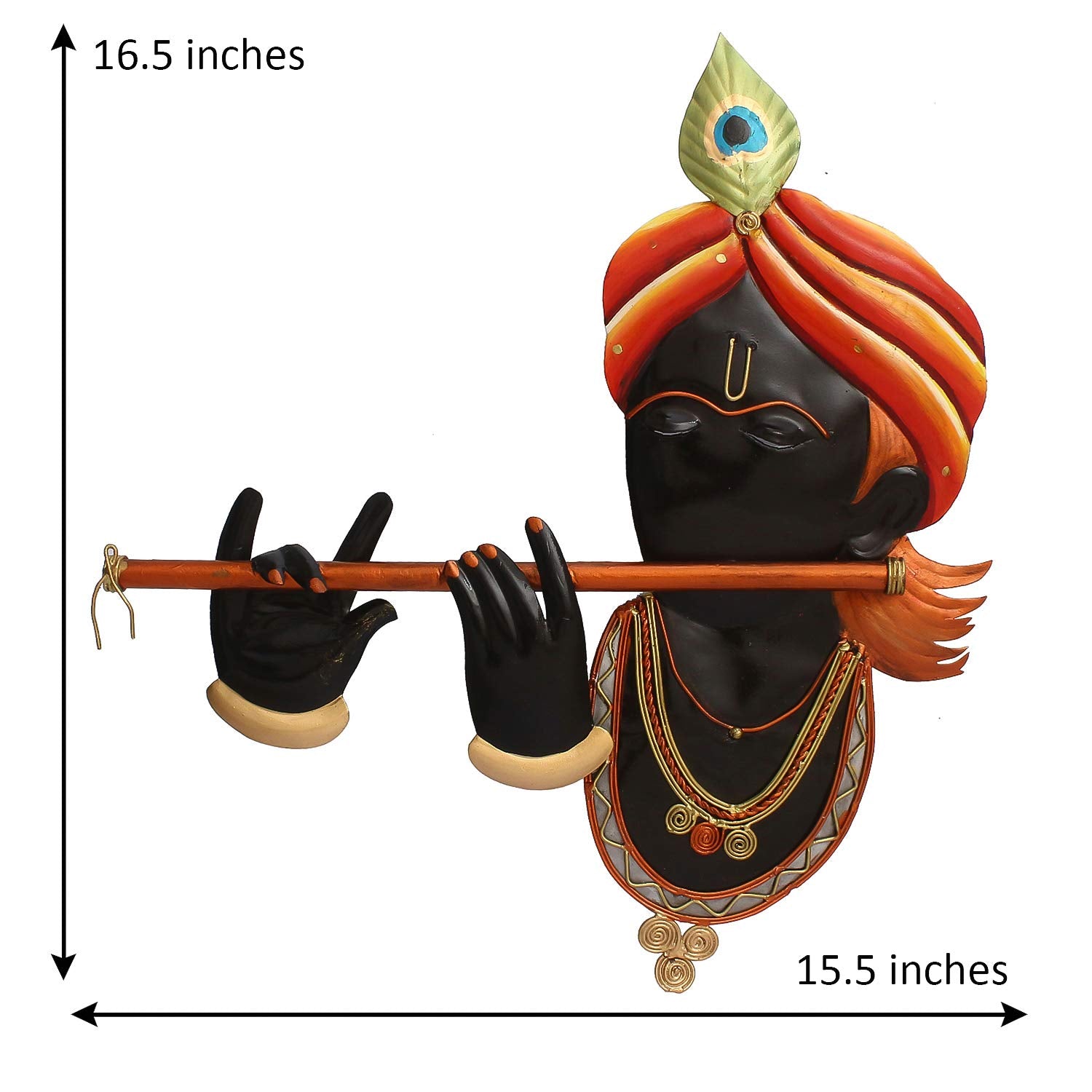 Ecraftindia Iron Lord Krishna Playing Flute/ Bansuri Wall Hanging