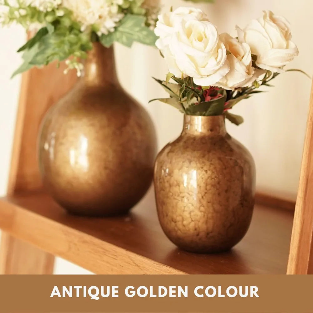 Behoma Antique Golden Metal Flower Vase for Home Decor Flowers not Included