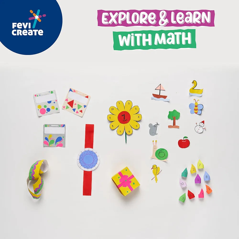 Fevicreate Artastic Maths Craft Kit | Project Book with 12 Educational Activities, Colours, Craft Supplies | Fun Way to Boost Child's Learning | by Fevicol | Return Gift for Kids Age 8+ Years