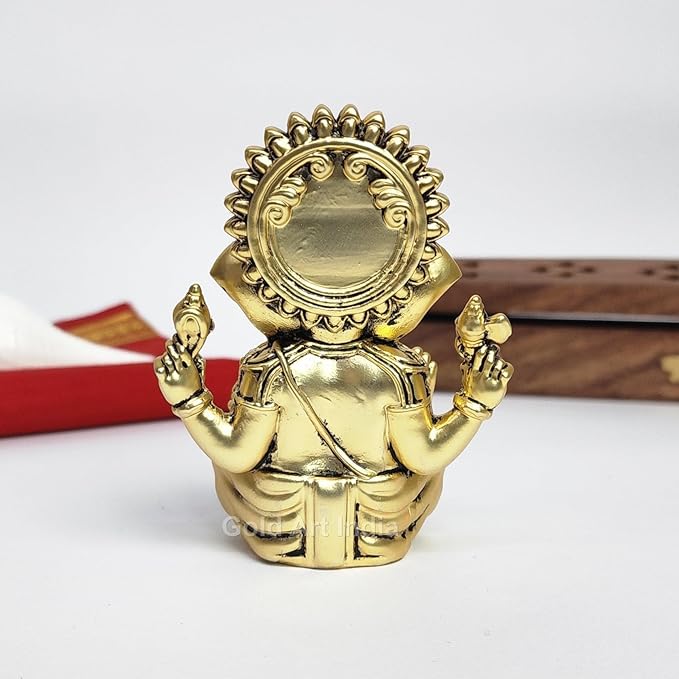 Gold Art India Vakratunda Ganesha Idol Gold Plated Idol with Antique Matte Finish