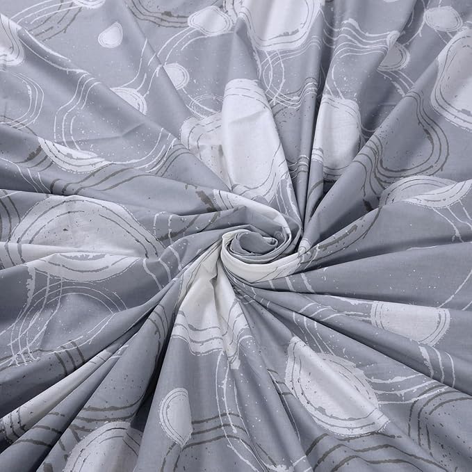Huesland by Ahmedabad Cotton 144 TC King Size Bedsheet Cotton with 2 Pillow Covers | Sphere | Grey & Off White