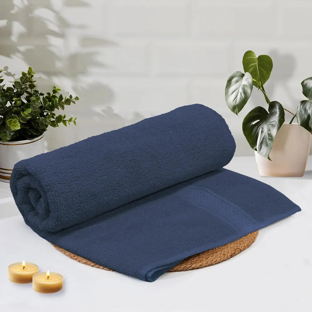 Luxe Home Cotton Bath Towel 450 GSM Quick Dry Large Size Bathroom Towels Colour Navy Blue