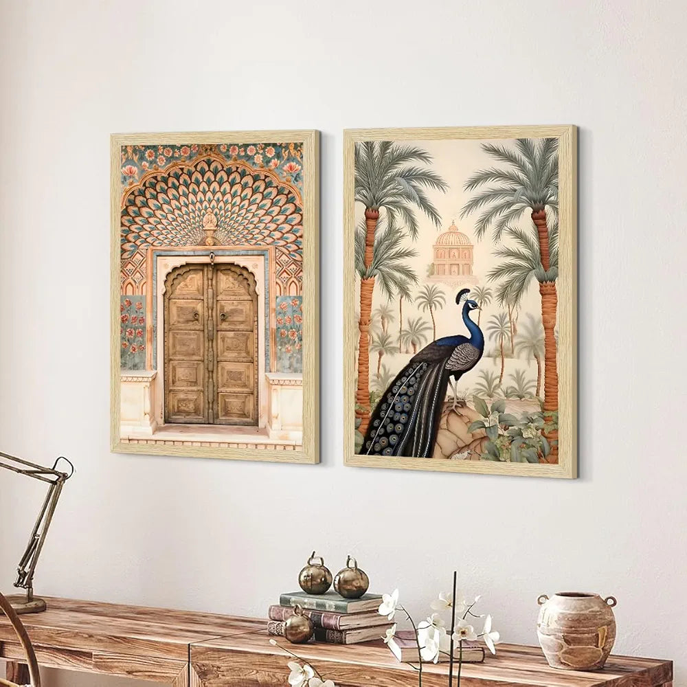 ArtX Paper Peacock Painting For Wall Vastu Madhubani Art Set of 2