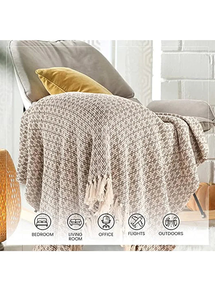 Sashaa World Soft Throw Blanket Colour Beige/Natural