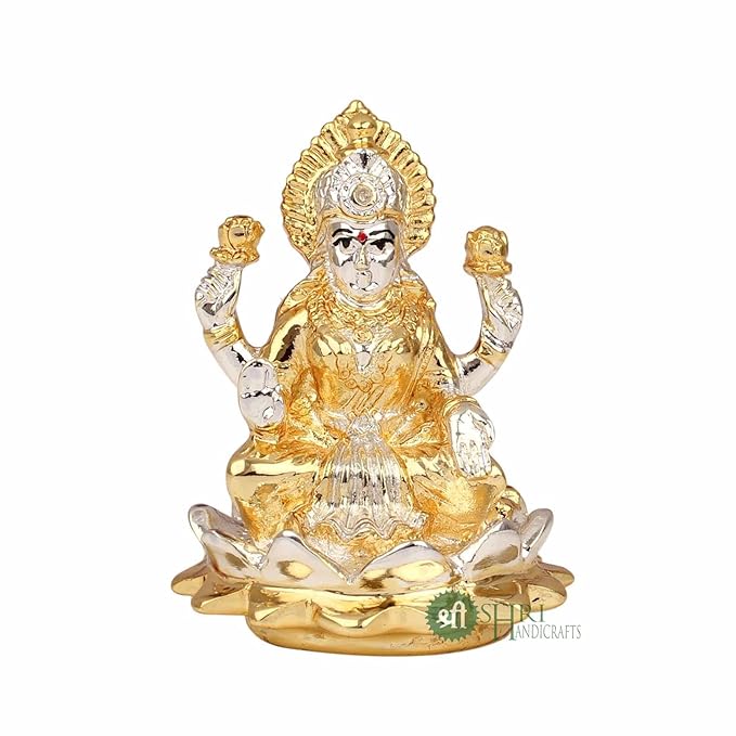 Indicast Resin Sitting on Lotus Goddess Mata Laxmi Idol Murti Statue for Home and Office Decor & Gifts
