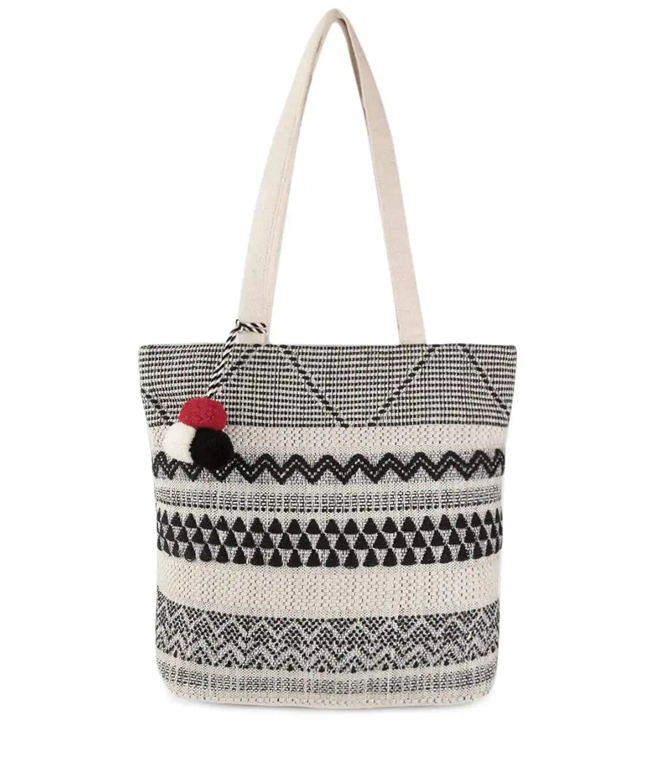 Klondon Alii And Aliizey Tote Bag For Women With Zip Bag Colour Cream Black