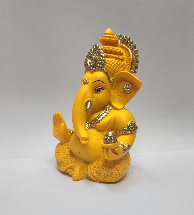 Gold Art India Mango terracotta Finish Ganesha for Car Dashboard Home Decor Gifting Diwali Birthday Festivals