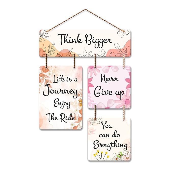 Artvibes Think Bigger Decorative Wall Art Mdf Wood Hanger for Home Decor | Quotes Items | Artworks for Decoration