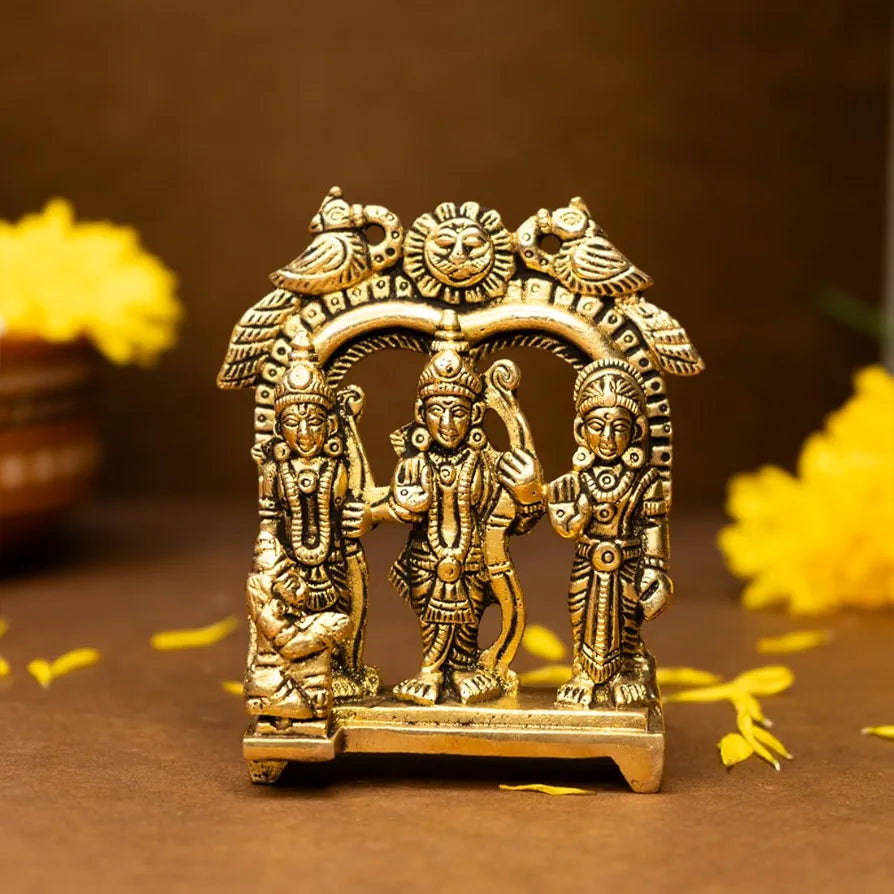 Ekhasa Pure Brass Ram Darbar Murti Ram Darbar Statue Ram Sita Laxman Hanuman Idol