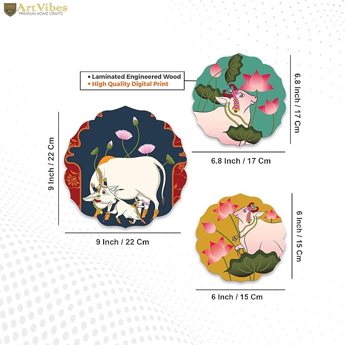 Artvibes Pichwai Designer Art Wooden Wall Hanging Decor