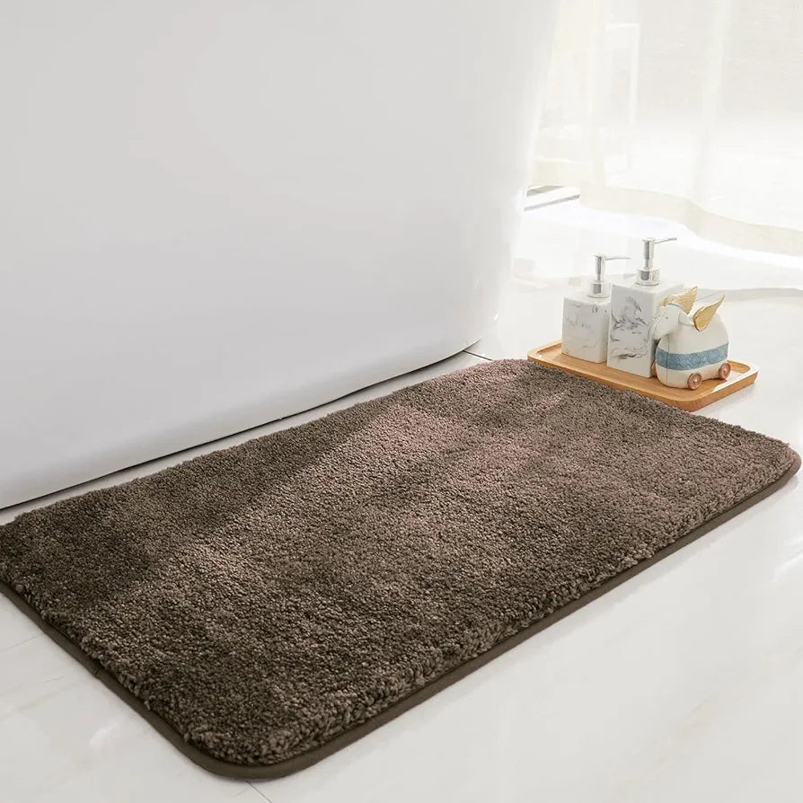 Luxe Home International Microfibre Rectangular Bath Mat Super Soft Anti Skid Newman Mats For Bathroom Colour Chocolate