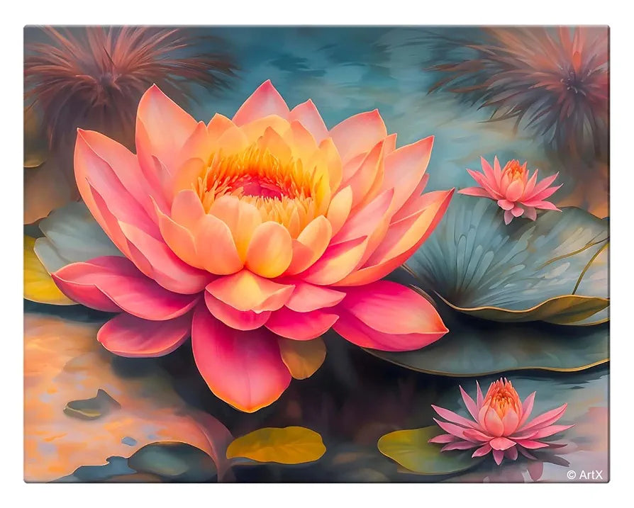 ArtX Canvas Bloomed Lotus Painting For Vastu Big Size Nature