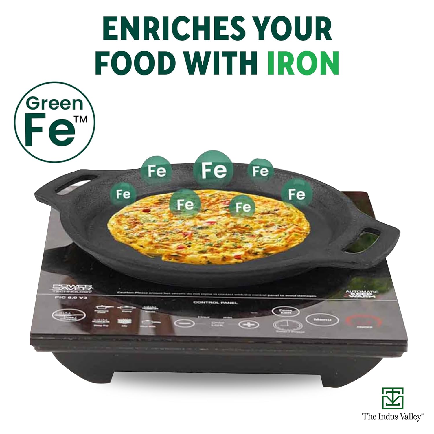 The Indus Valley Preseasoned Cast Iron Fish Fry Pan With Double Handle | Induction Friendly | Nonstick Fry Pan