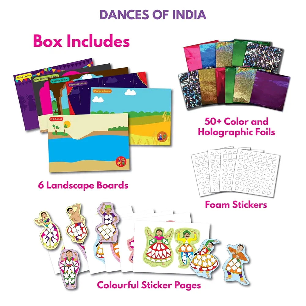 SparkLPlay Foil Art & Craft Kit for Kids Ages 4 to 9 | Foil Fun | DIY Craft Kit | Birthday Gift for Girls & Boys | Mess-Free Creative Craft Toy | Dances of India